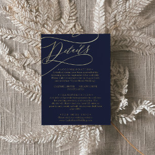 Romantische Calligrafie Gold Foil Navy Details Car Folie Einladungspostkarte