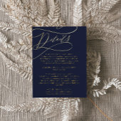 Romantische Calligrafie Gold Foil Navy Details Car Folie Einladungspostkarte