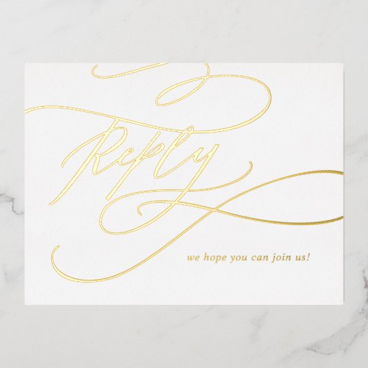 Romantische Calligraphie Gold Foil Male Option UAW Folie Einladungspostkarte (Vorderseite)