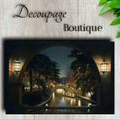 Romantische Canal Night Scene Decoupage Seidenpapier