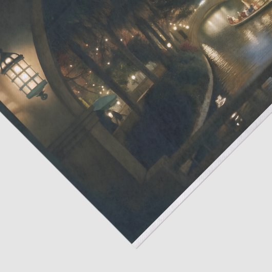 Romantische Canal Night Scene Decoupage Seidenpapier (Ausschnitt)