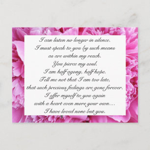 Romantische Candy Pink Blumenzettel Jane Austen Li Postkarte