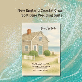 Romantische Cape Cod Soft Blue Coastdestination Einladung