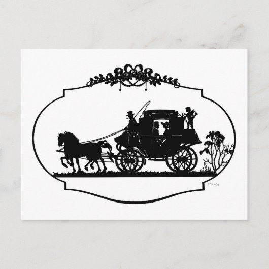 Romantische Carriage Sillhouette Postkarte (Vorderseite)