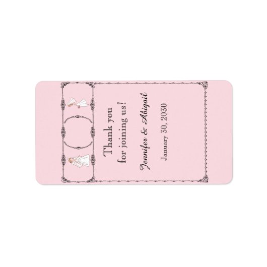 Romantische Cartoon Brides Wedding Lip Balm Label Adressaufkleber (Vorne)