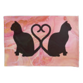 Romantische Cat Couple-Silhouette auf rosa Kissenbezug (Vorderseite)