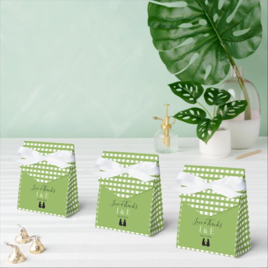 Romantische Cat Lovers Couple Green Gingham Weddin Geschenkschachtel (Zahlreiche)