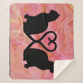 Romantische Cat Silhouette Herz auf rosa Marbella Sherpadecke (Vorderseite)