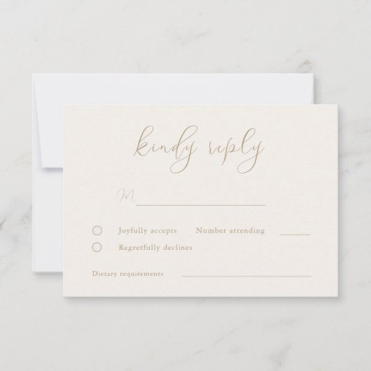 Romantische Champagner- und Goldhochzeit RSVP Karte (Vorderseite)