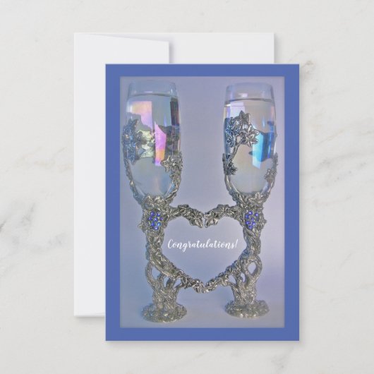 Romantische Champagnerbrille mit Herz Dankeskarte (Vorderseite)