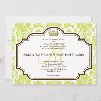 Romantische Chartreuse Damask Hochzeitseinladungen Einladung
