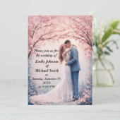 Romantische Cherry Blossom Einladung zur Hochzeit (Stehend Vorderseite)