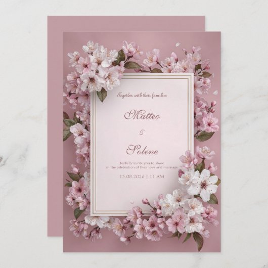 Romantische Cherry Blossom Hochzeit Einladung (Vorne/Hinten)