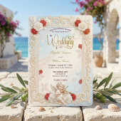 Romantische Cherub Geige & Tauben Märchenhochzeit Einladung