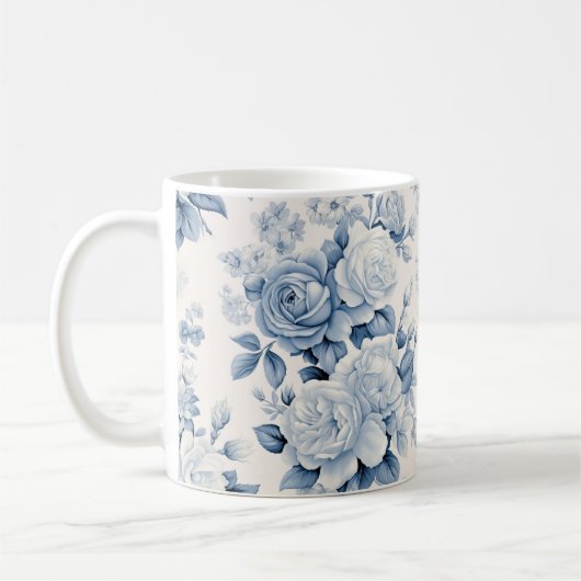 Romantische Chic Antique Dusty Blue Rose Kaffeetasse (Links)