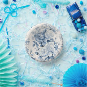 Romantische Chic Antique Dusty Blue Rose Pappteller (Party)