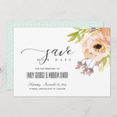 ROMANTISCHE CHIC BLUSPINK LILA PEACH FLORAL SAVE THE DATE (Vorne/Hinten)