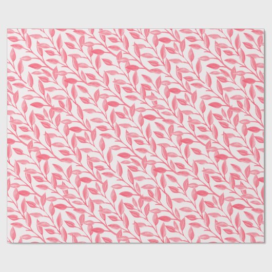 Romantische Chic Botanische Blätter weich rosa Geschenkpapier (Flach)