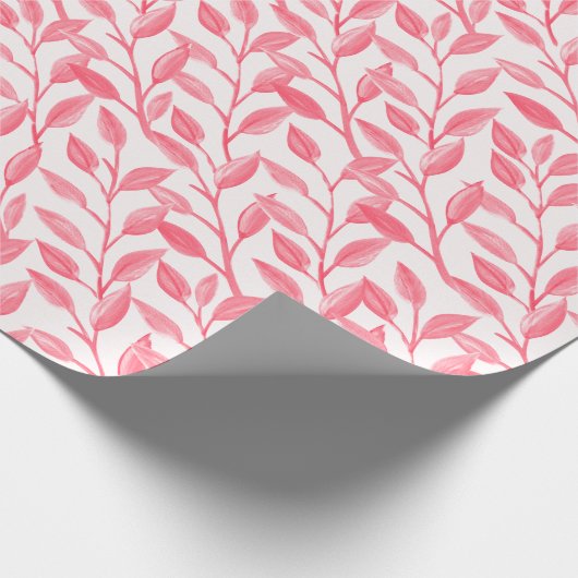 Romantische Chic Botanische Blätter weich rosa Geschenkpapier (Ecke)