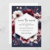 Romantische Chic Burgundy Wedding Save The Date (Vorne/Hinten)