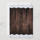 Romantische Chic Lace und rustikales Dunkles Holz Einladung (Rückseite)