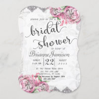 Romantische Chic Peony Lace Bridal Dusche Einladun
