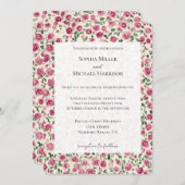 Romantische Chic Pink Roses Blumenhochzeit Einladung (Vorne/Hinten)