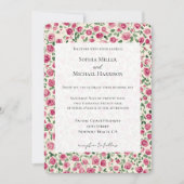 Romantische Chic Pink Roses Blumenhochzeit Einladung (Vorderseite)