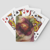 Romantische Chic Rose Red Burgundy Gold Floral Spielkarten (Rückseite)