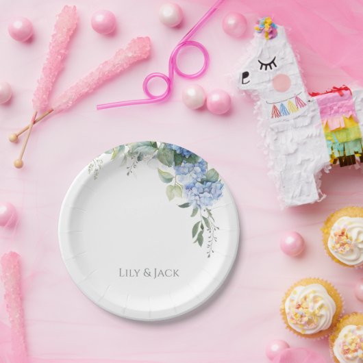 Romantische Chic White Floral Hydrangea Wedding Pappteller (Party)