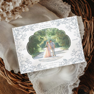 Romantische Chinoiserie Antik Blau Foto Save The Date