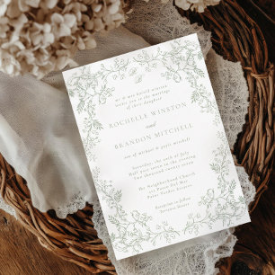 Romantische Chinoiserie Antik Hellgrün Hochzeit Einladung
