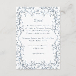 Romantische Chinoiserie Antique Französisch Blaue  Begleitkarte