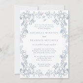 Romantische Chinoiserie Antique Französisch Blaue  Einladung (Vorderseite)