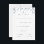 Romantische Chinoiserie Antique Französisch Blaue  RSVP Karte<br><div class="desc">Vertikales Layout: Anpassen Sie den gesamten Text,  ändern Sie die Farbe der Schriftart und der Designelemente</div>