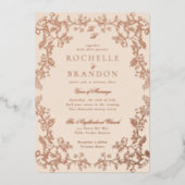 Romantische Chinoiserie Antique Rose Goldene Hochz Folieneinladung (Vorderseite)