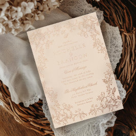 Romantische Chinoiserie Antique Rose Goldene Hochz Folieneinladung