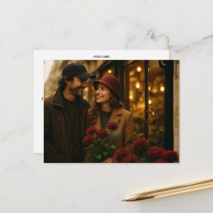 Romantische Chrysantheme auf hauchzartem Rosa Postkarte