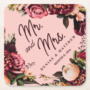 Romantische Chrysantheme auf hauchzartem Rosa Rechteckiger Pappuntersetzer