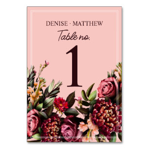 Romantische Chrysantheme auf hauchzartem Rosa Tischnummer