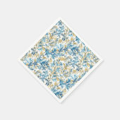 Romantische Classic Blue Golden Scroll Blätter Hoc Serviette (Ecke)