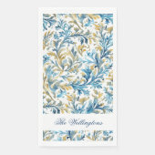Romantische Classic Blue Golden Scroll Blätter Hoc Serviette (Vorderseite)