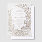 Romantische Classic Gold Floral Wreath Wedding Pergament Einladungen (Versetzt)