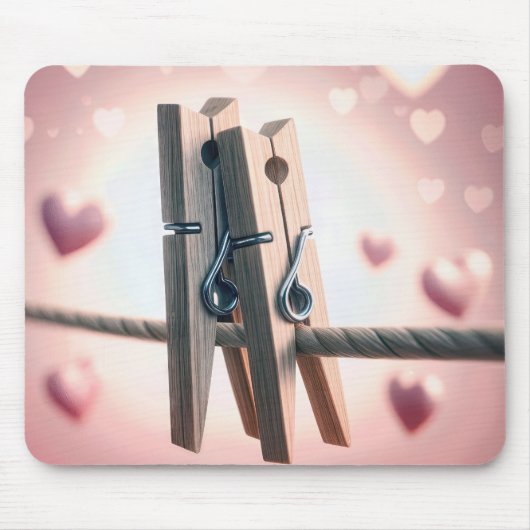 Romantische Clothespiele auf Clothesline Mousepad (Vorne)