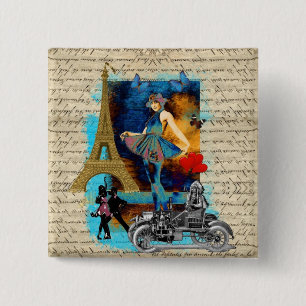 Romantische Collage Vintag Paris Button
