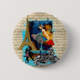 Romantische Collage Vintag Paris Button