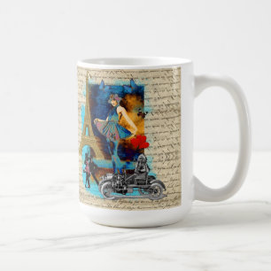 Romantische Collage Vintag Paris Kaffeetasse