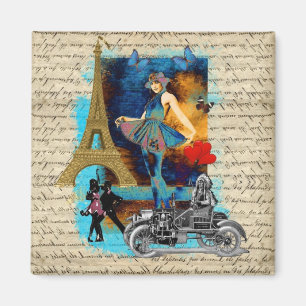Romantische Collage Vintag Paris Magnet