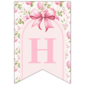 Romantische Coquette-Rose und rosa Bögen Geburtsta Wimpelkette (Zweite Fahne)