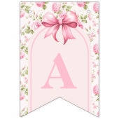 Romantische Coquette-Rose und rosa Bögen Geburtsta Wimpelkette (Dritte Fahne)